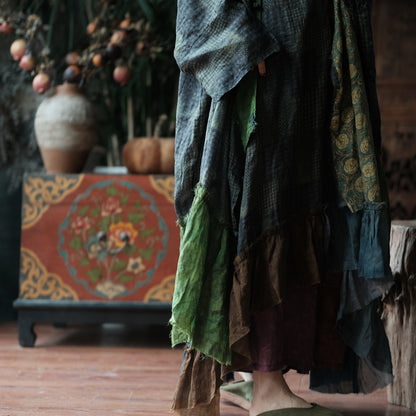 Forest Patchwork Ramie Dress