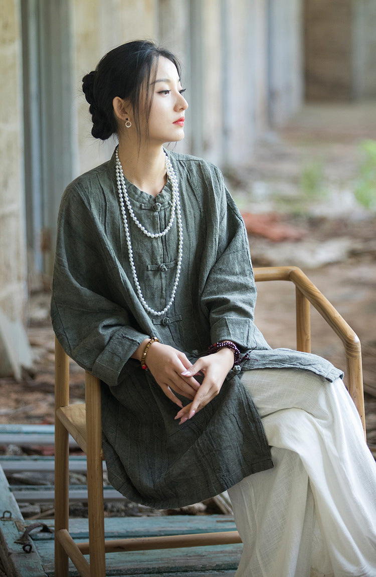 Vintage Harmony Linen Long Shirt