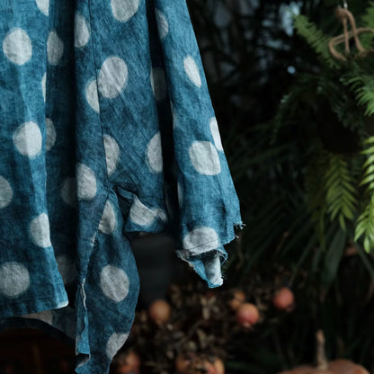 Dotted Ramie Batwing Blouse