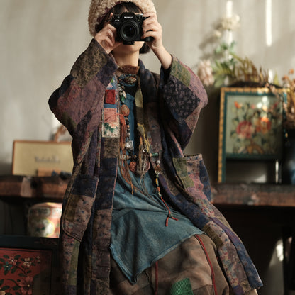 Meadow Patchwork Linen Long Coat