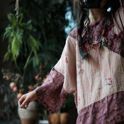 Wild Peony Cotton Batwing Blouse