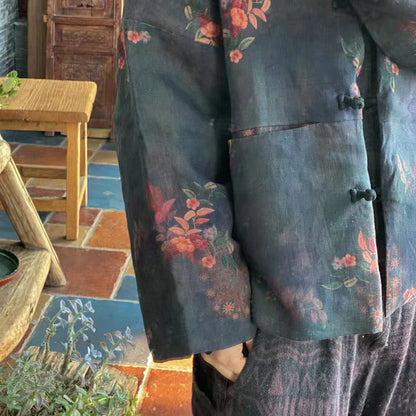 Vintage Bloom Linen Jacket