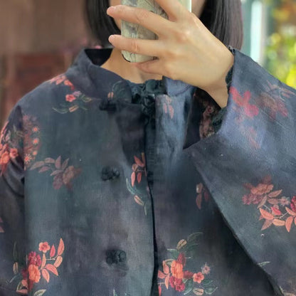 Vintage Bloom Linen Jacket