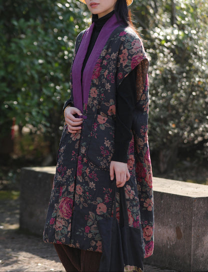 Retro Ethnic Padded Cotton Vest – Sleeveless, Silk Lined