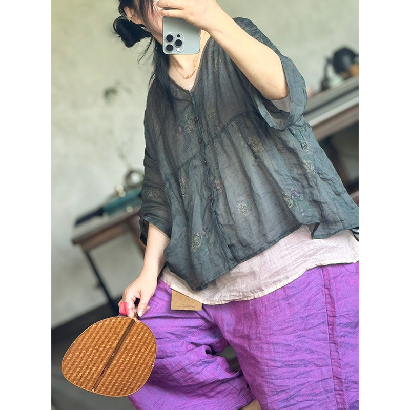 Vintage Breeze Ramie Blouse