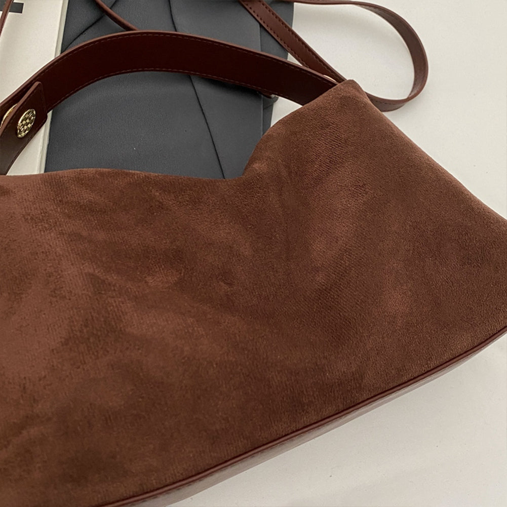 Vintage Suede Shoulder Bag for Women – Soft Matte Cowhide Leather Large Boston Tote | Autumn Winter Collection