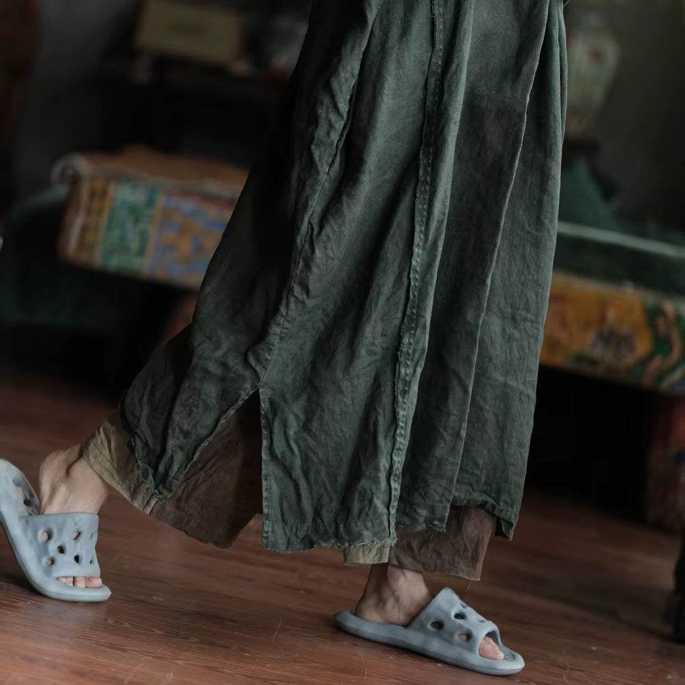 Shadow Moss Oversized Linen Dress