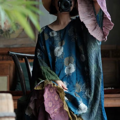 Indigo Garden Patchwork Ramie Dress