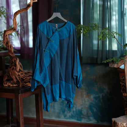 Indigo Path Patchwork Cotton Tunic