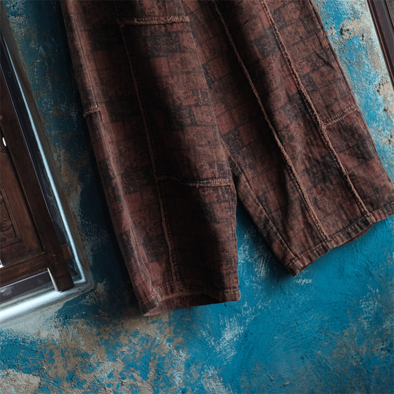 Pantalon en lin à fleurs vintage