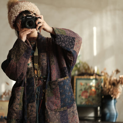 Meadow Patchwork Linen Long Coat