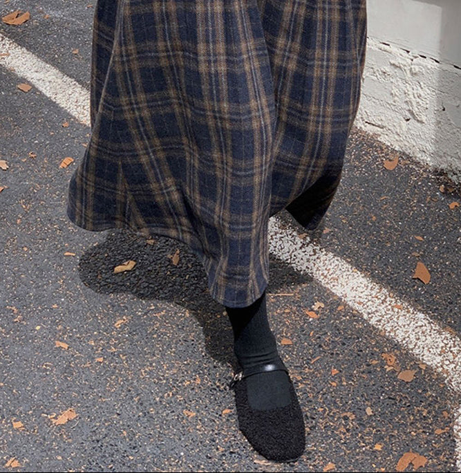 Vintage Check Midi Skirt