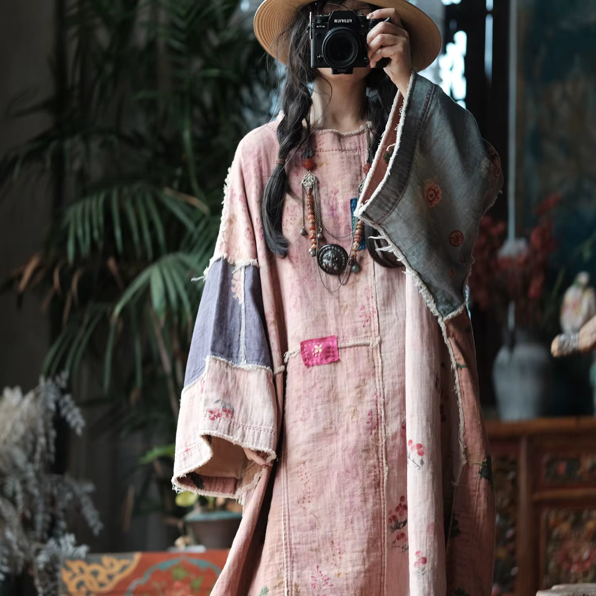 Sakura Vintage Patchwork Cotton Tunic Dress