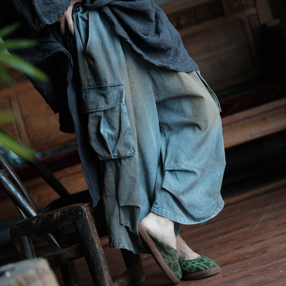 Washed Tide Patchwork Denim Pants