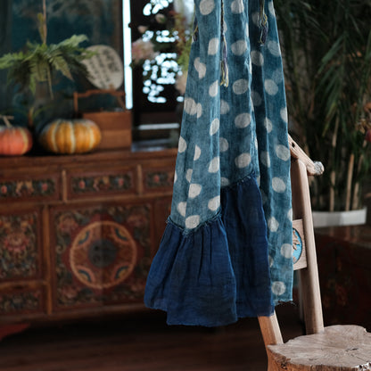 Azure Polka Linen Summer Dress