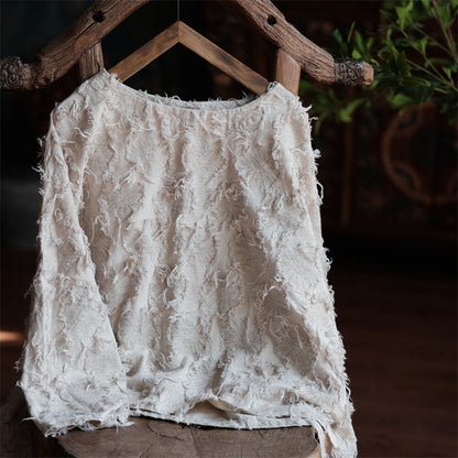 Ecru Patchwork Linen Blouse