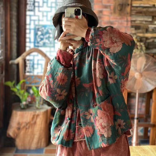 Vintage Bloom Linen Jacket
