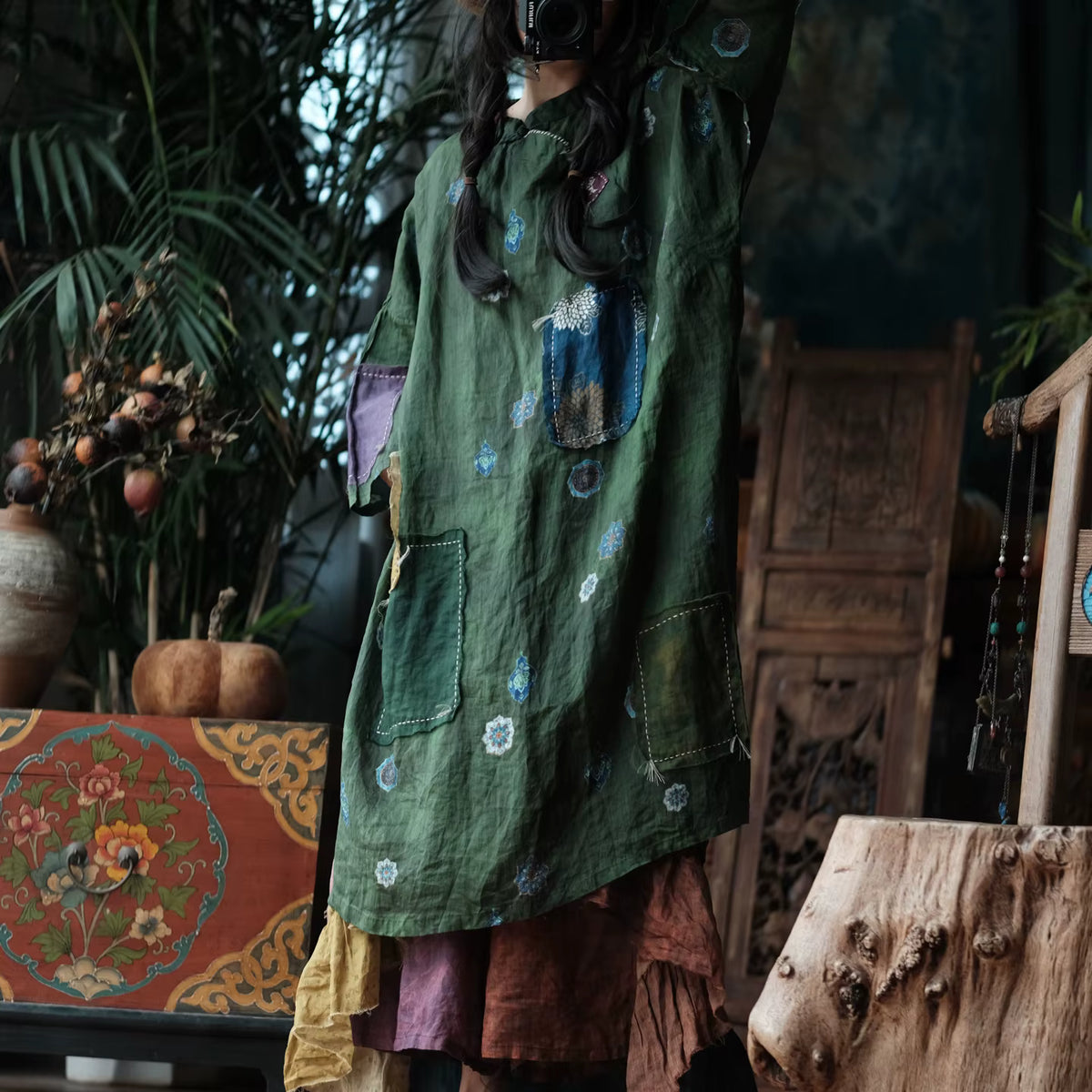 Willow Vintage Green Ramie Dress