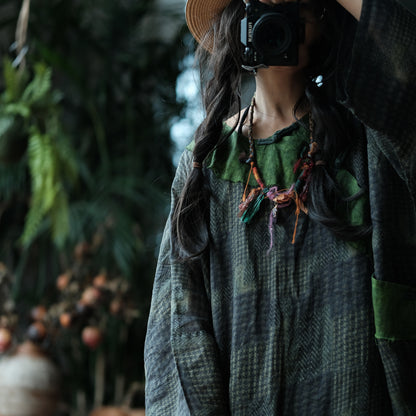 Forest Patchwork Ramie Dress