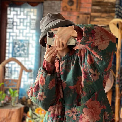 Vintage Bloom Linen Jacket