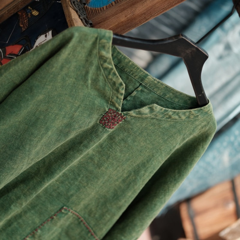 Moss Haven Snow-Washed Linen Dress