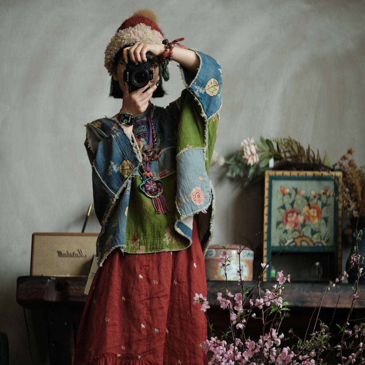 Moss Tide Patchwork Cotton Top