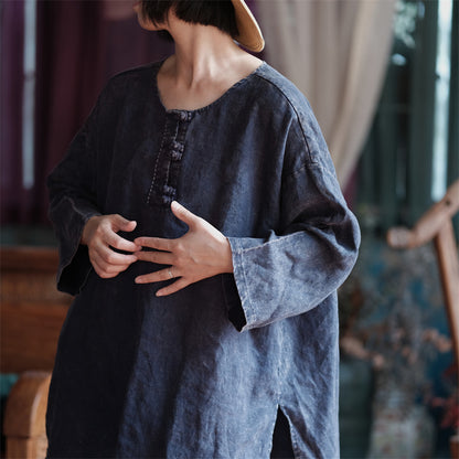 Oversized Linen Vintage Breeze Shirt - Lightweight Women's Top