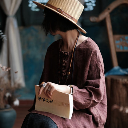 Oversized Linen Vintage Breeze Shirt - Lightweight Women's Top