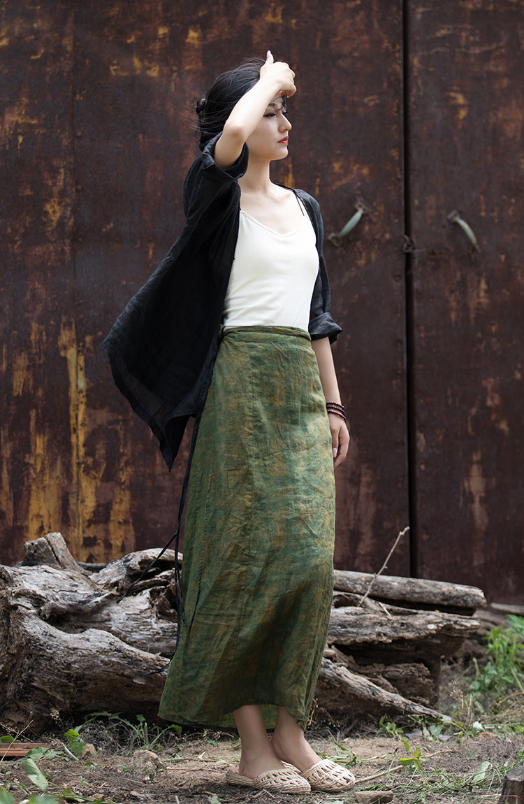 Vintage Wrap Linen Skirt