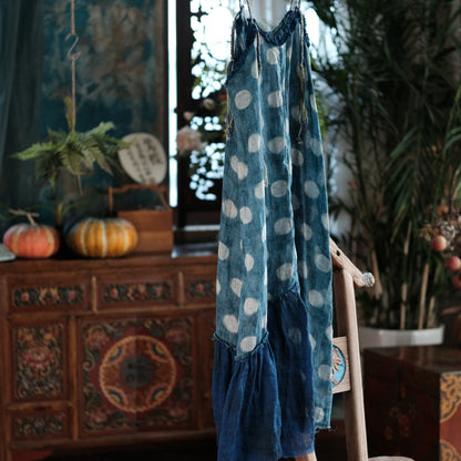 Azure Polka Linen Summer Dress