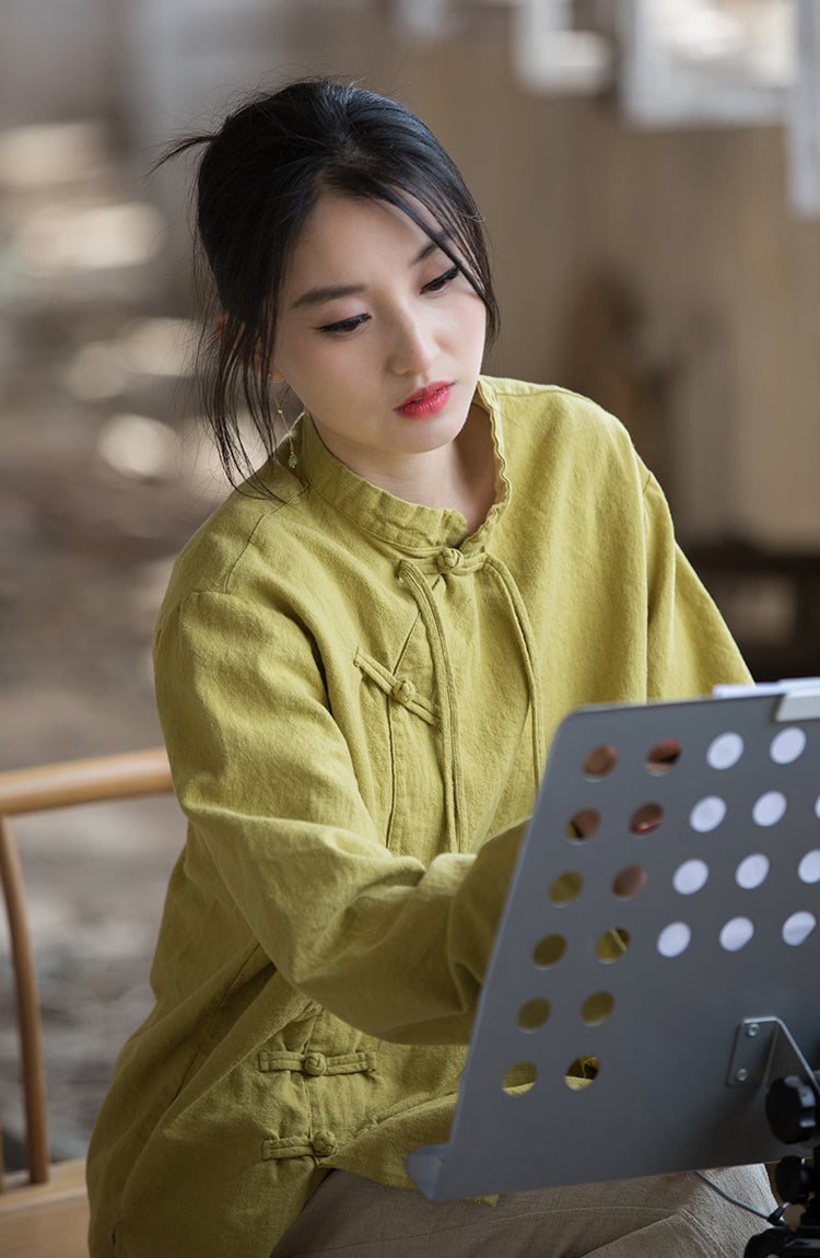 Lotus Cross Linen Blouse