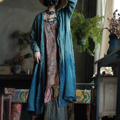 Verdant Mist Tie-Dye Ramie Coat