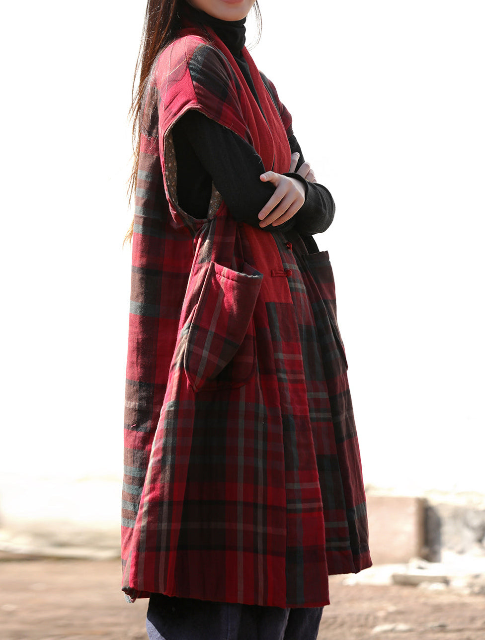 Retro Ethnic Padded Cotton Vest – Sleeveless, Silk Lined