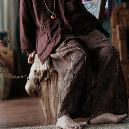 Vintage Floral Linen Pants