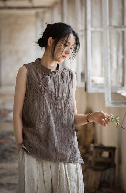 Vintage Cross Linen Blouse