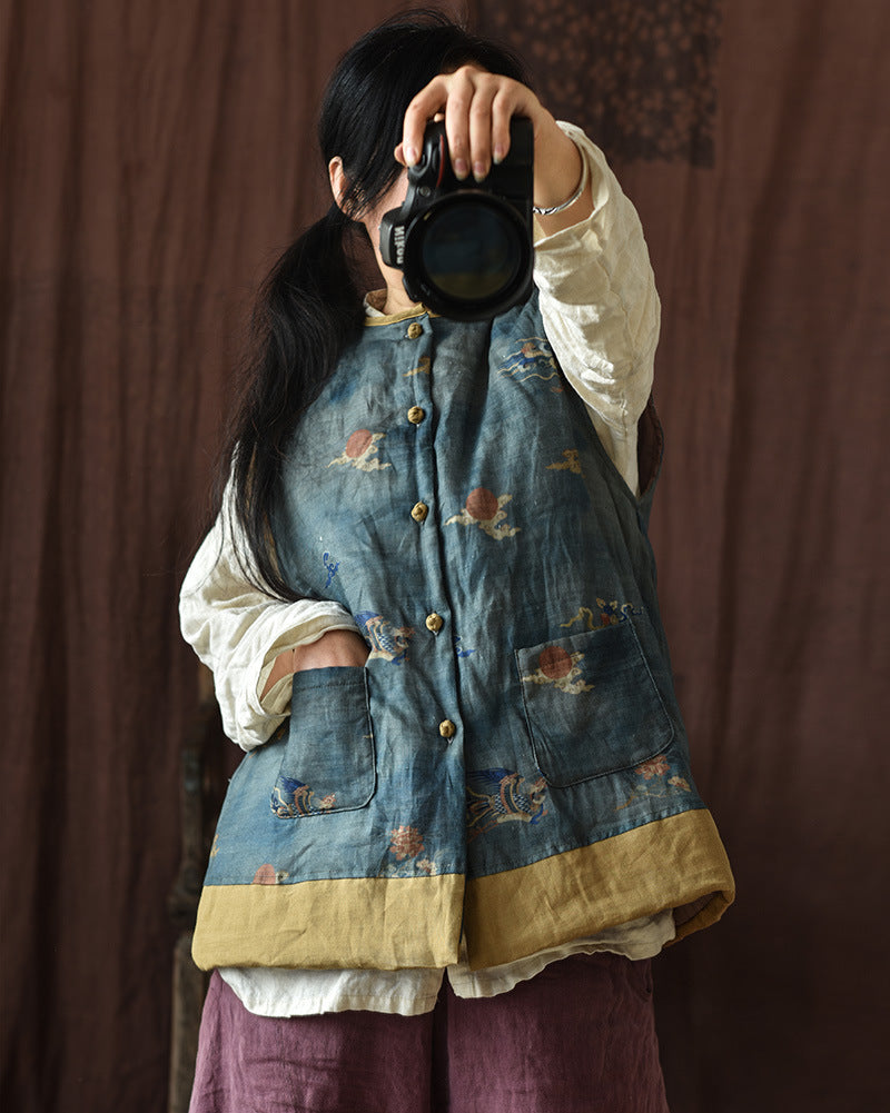 Vintage Blossom Patchwork Linen Vest