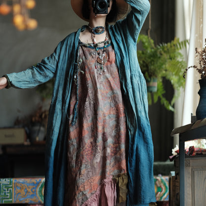 Verdant Mist Tie-Dye Ramie Coat
