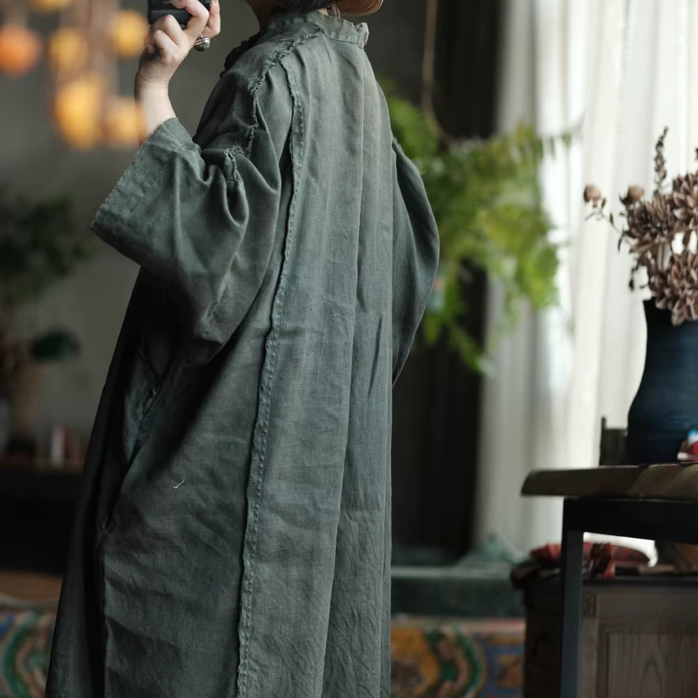 Shadow Moss Oversized Linen Dress