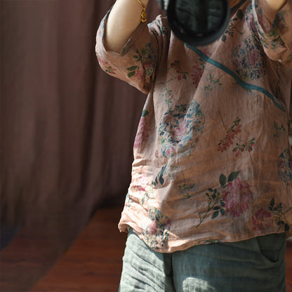 Vintage Floral Wrap Blouse
