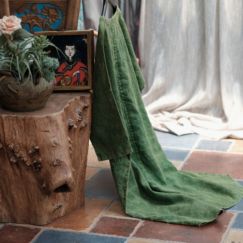 Moss Haven Snow-Washed Linen Dress