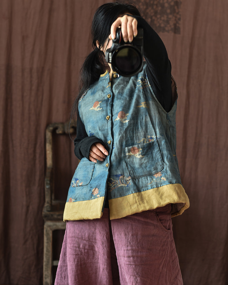 Vintage Blossom Patchwork Linen Vest