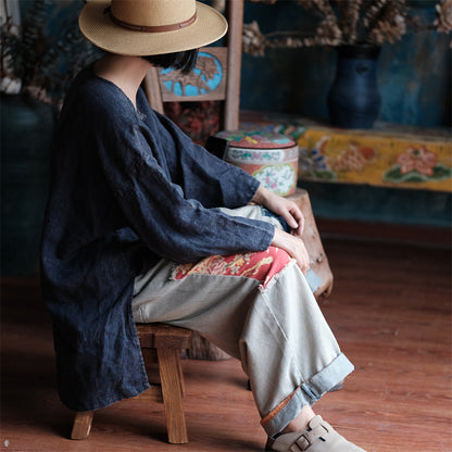 Oversized Linen Vintage Breeze Shirt - Lightweight Women's Top