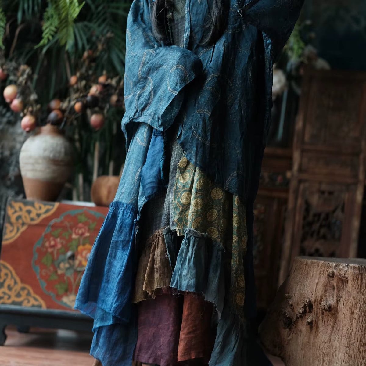 Vintage Ink Garden Linen Dress