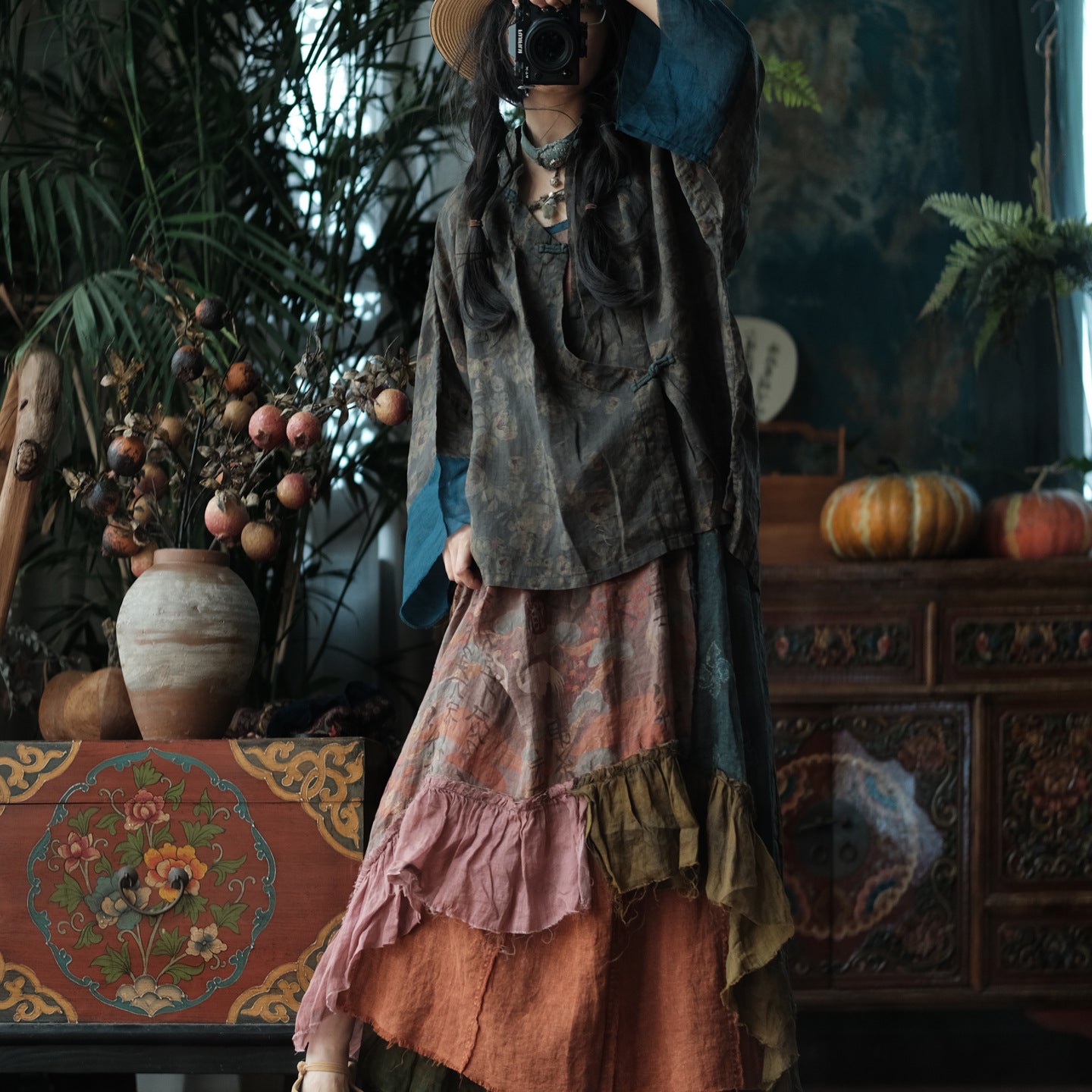 Vintage Forest Ramie Blouse