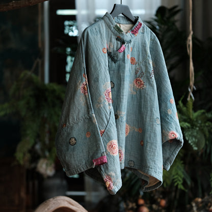 Blue Peony Cotton Blouse