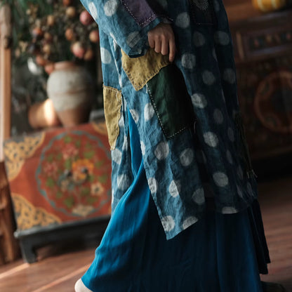 Sora Vintage Blue Dot Ramie Dress