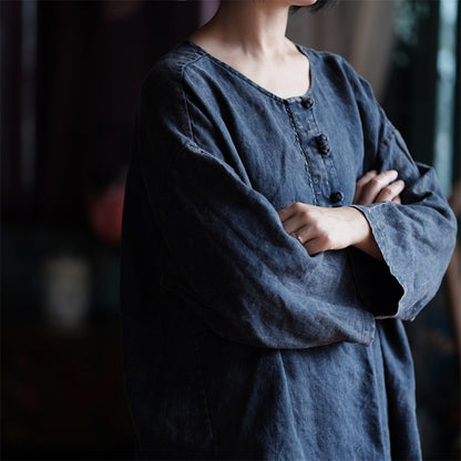 Oversized Linen Vintage Breeze Shirt - Lightweight Women's Top