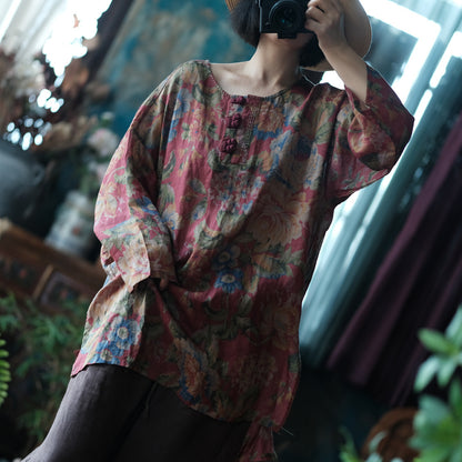Women's Vintage Ramie Blouse | Oversized Lightweight Natural Shirt