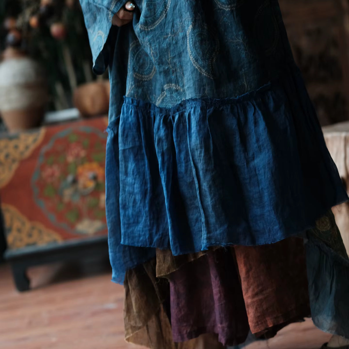 Vintage Ink Garden Linen Dress