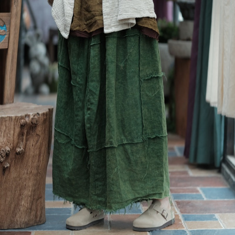 Vintage Linen Breeze Maxi Skirt
